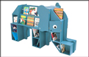 Animal book storage and library listening stations
