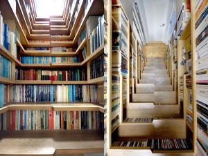 Staircase book shelves